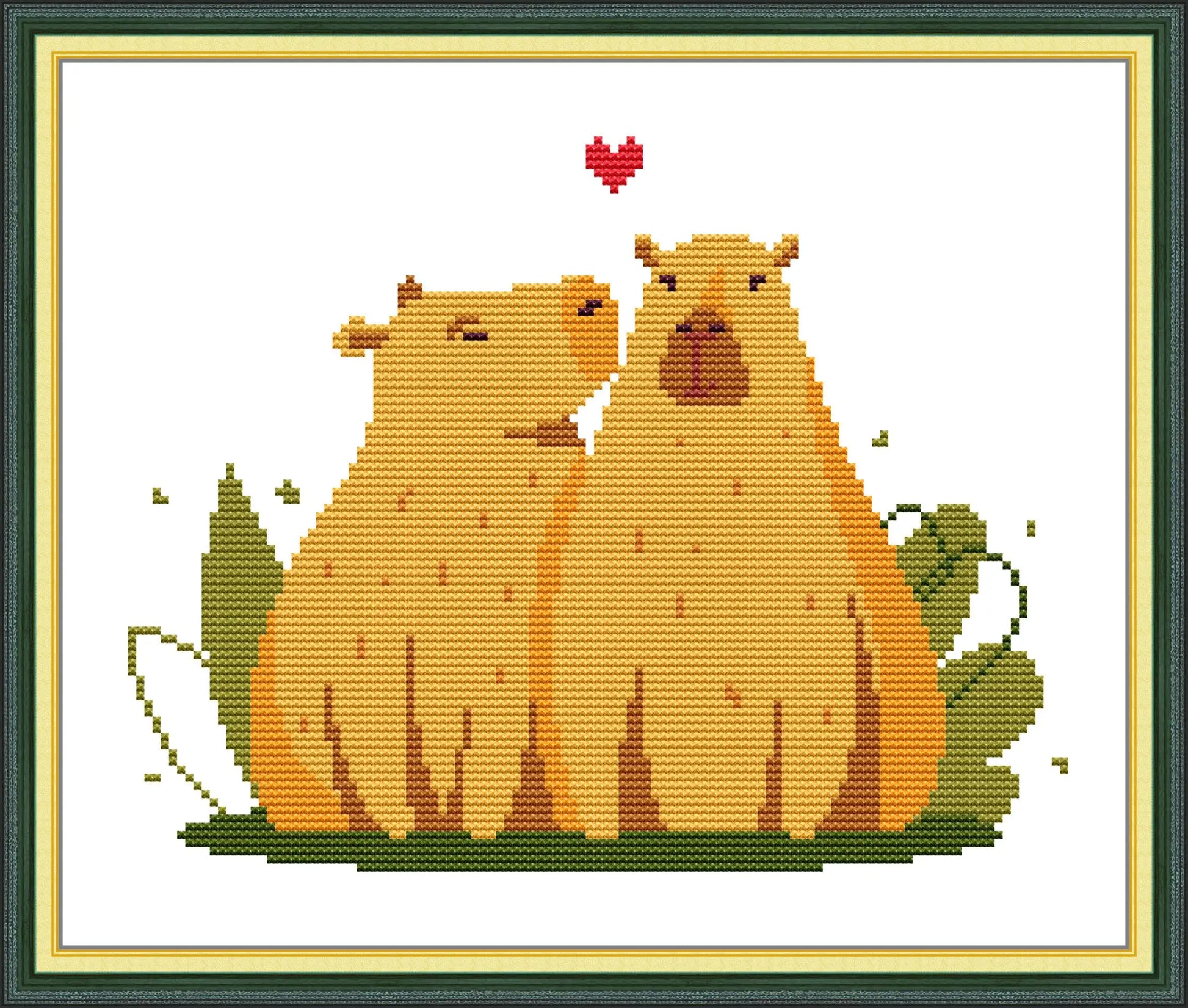 Capybara Cross Stitch Kit, Capybara Printed Cross Stitch Kit