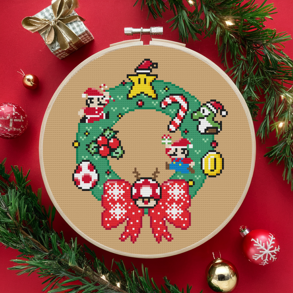 Christmas Cross Stitch Pattern, Super Mario Cross Stitch