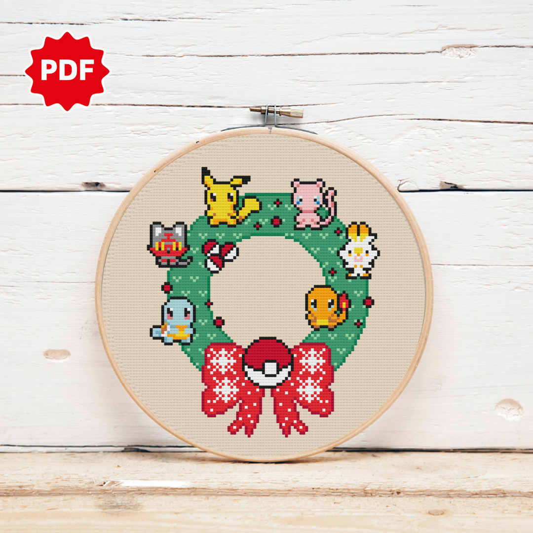 Pokemon Cross Stitch Pattern, Christmas Cross Stitch Pattern