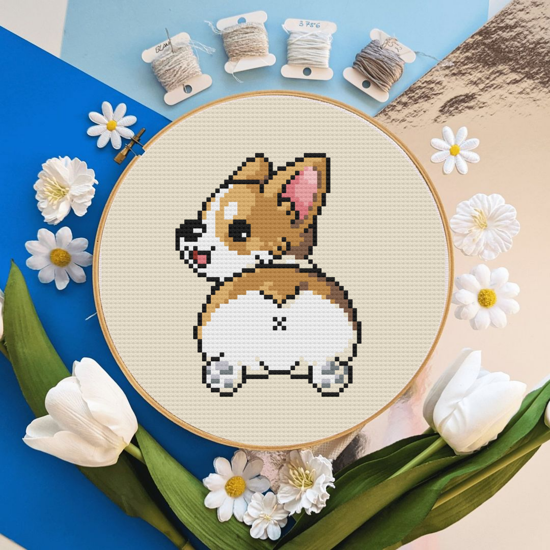 Dog Cross Stitch Pattern, Corgi Cross Stitch Pattern