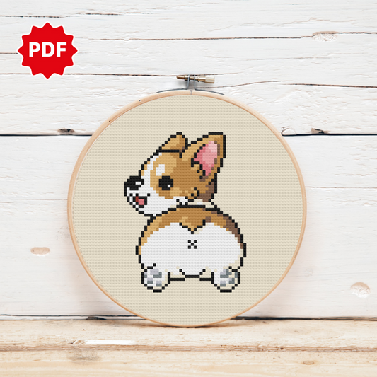 Corgi Cross Stitch Pattern, Dog Cross Stitch Pattern