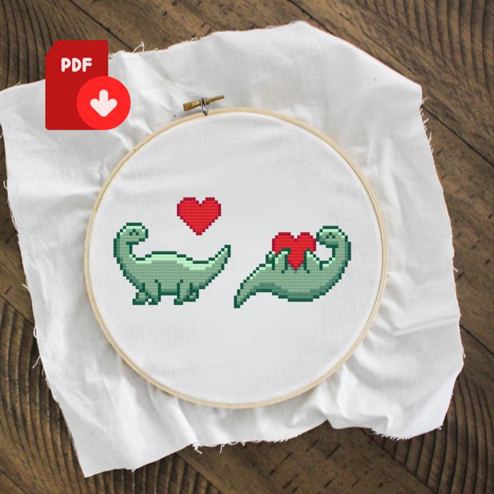 Cute Dinosaur Cross Stitch Pattern 