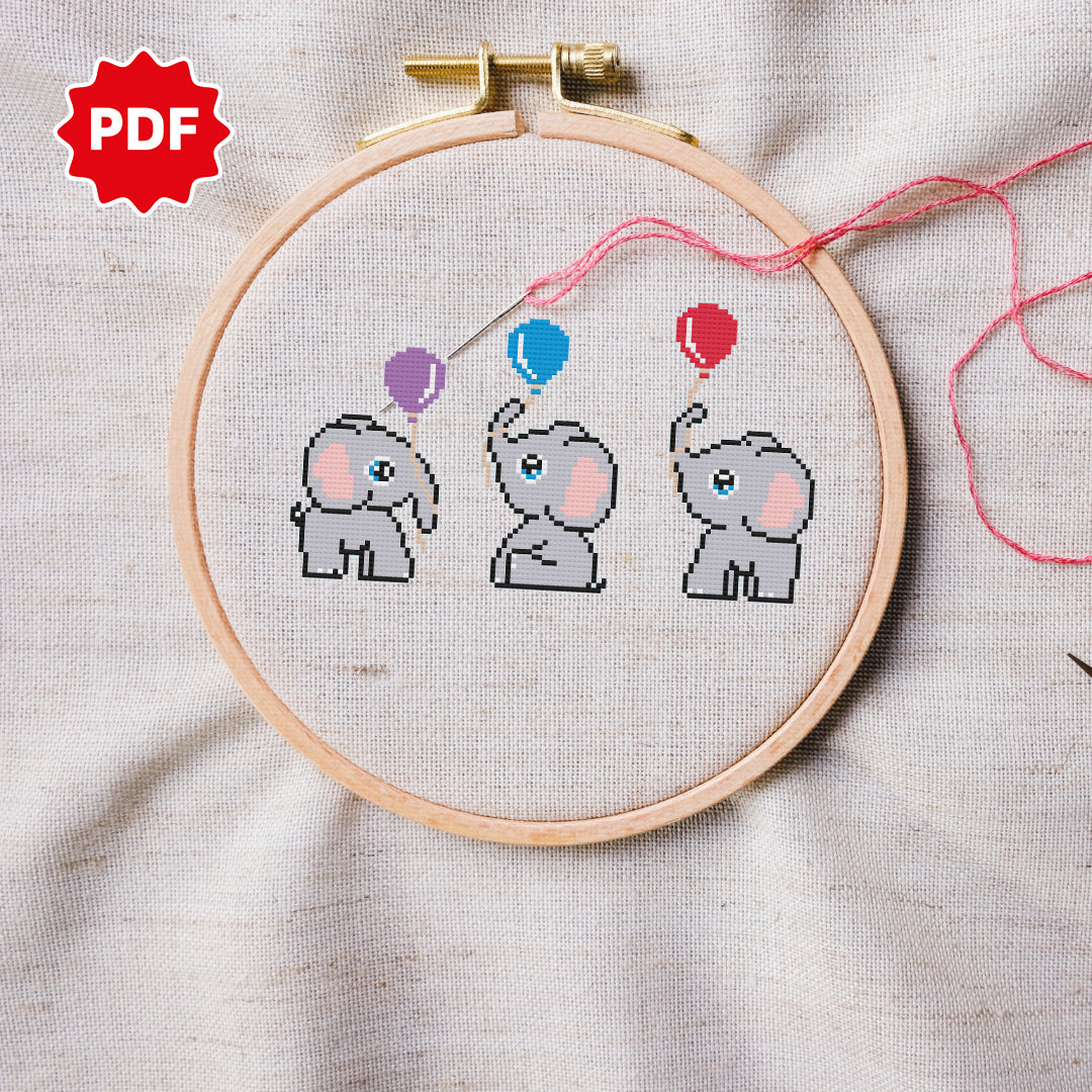 Cute Elephant Cross Stitch Pattern