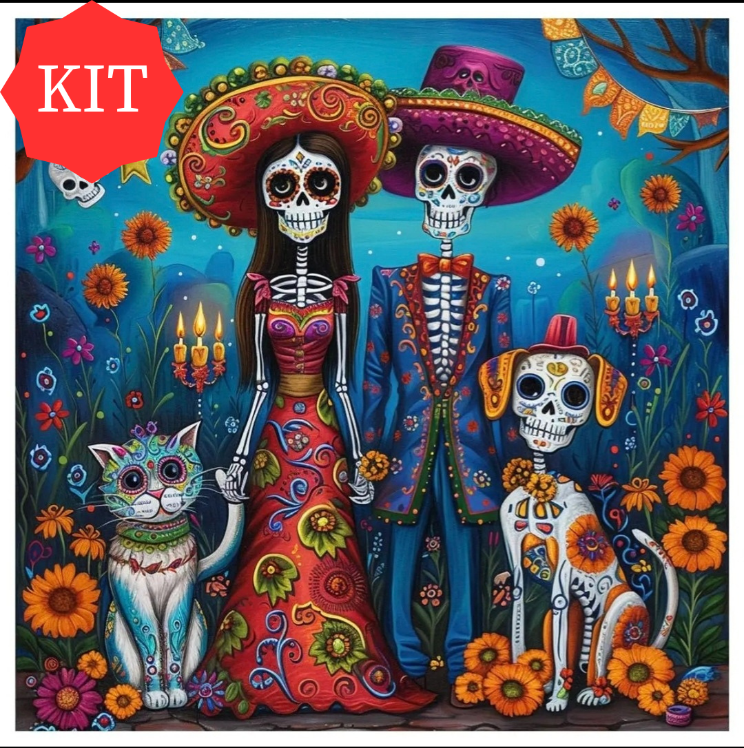 Day Of Dead People Printed Cross Stitch Kit