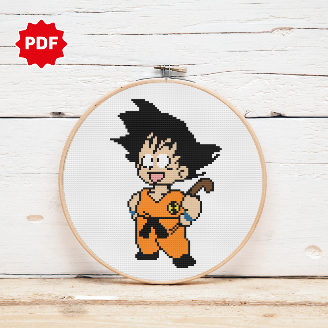 Songoku Cross Stitch Pattern, Dragon Ball Z Cross Stitch Pattern