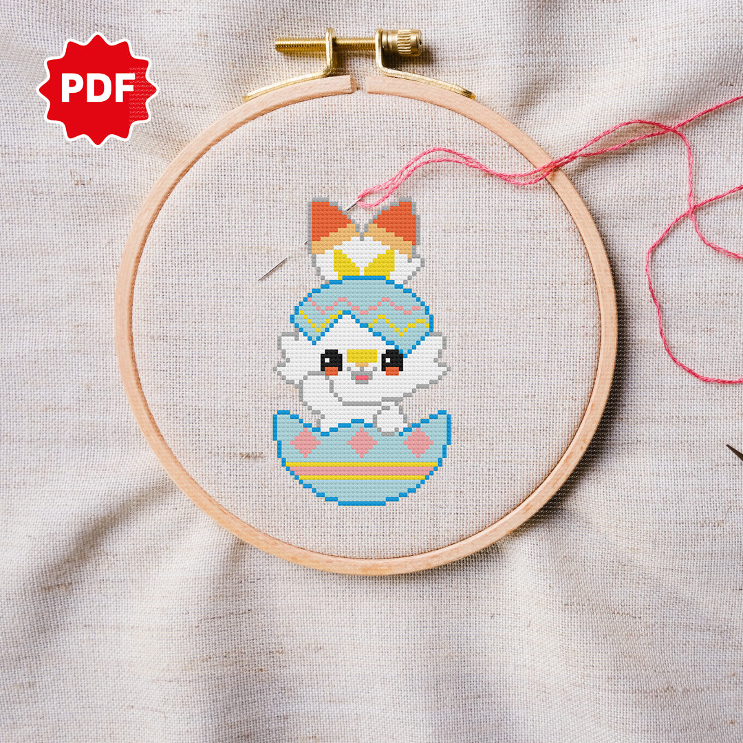 Easter Egg Bunny Cross Stitch Pattern