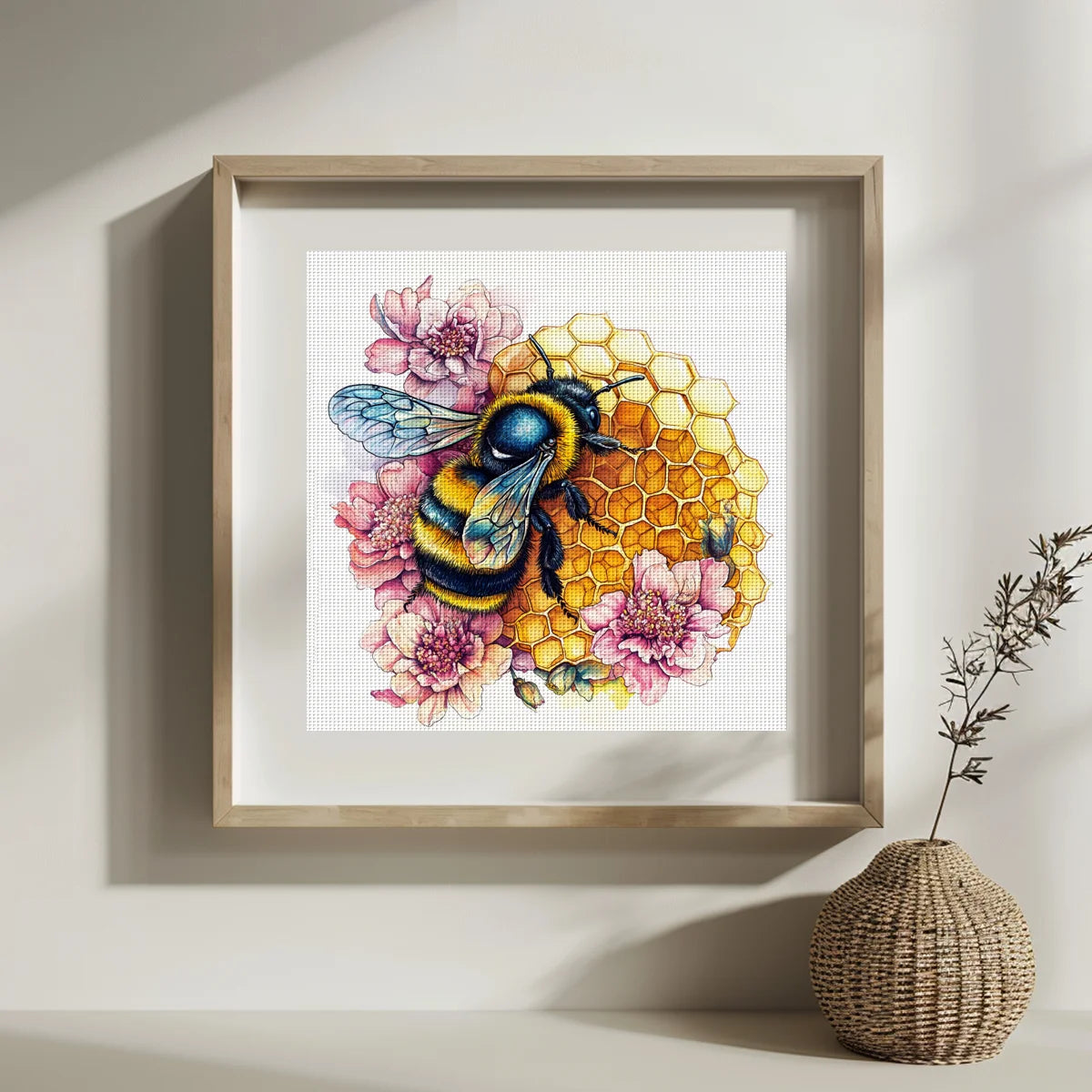 Easy Bee Printed Cross Stitch Kit for Beginners 