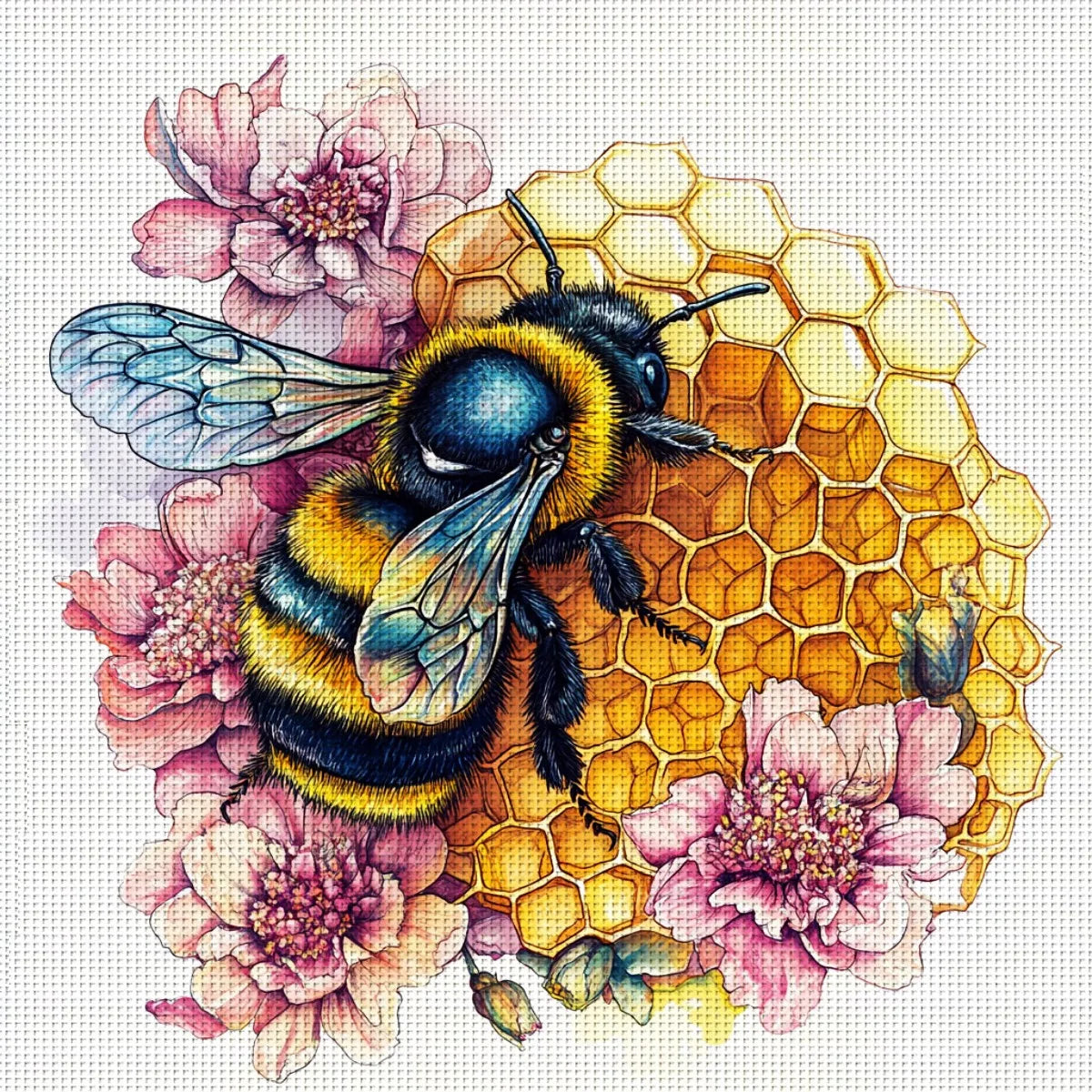 Easy Bee Printed Cross Stitch Kit for Beginners | Cute DIY Kit