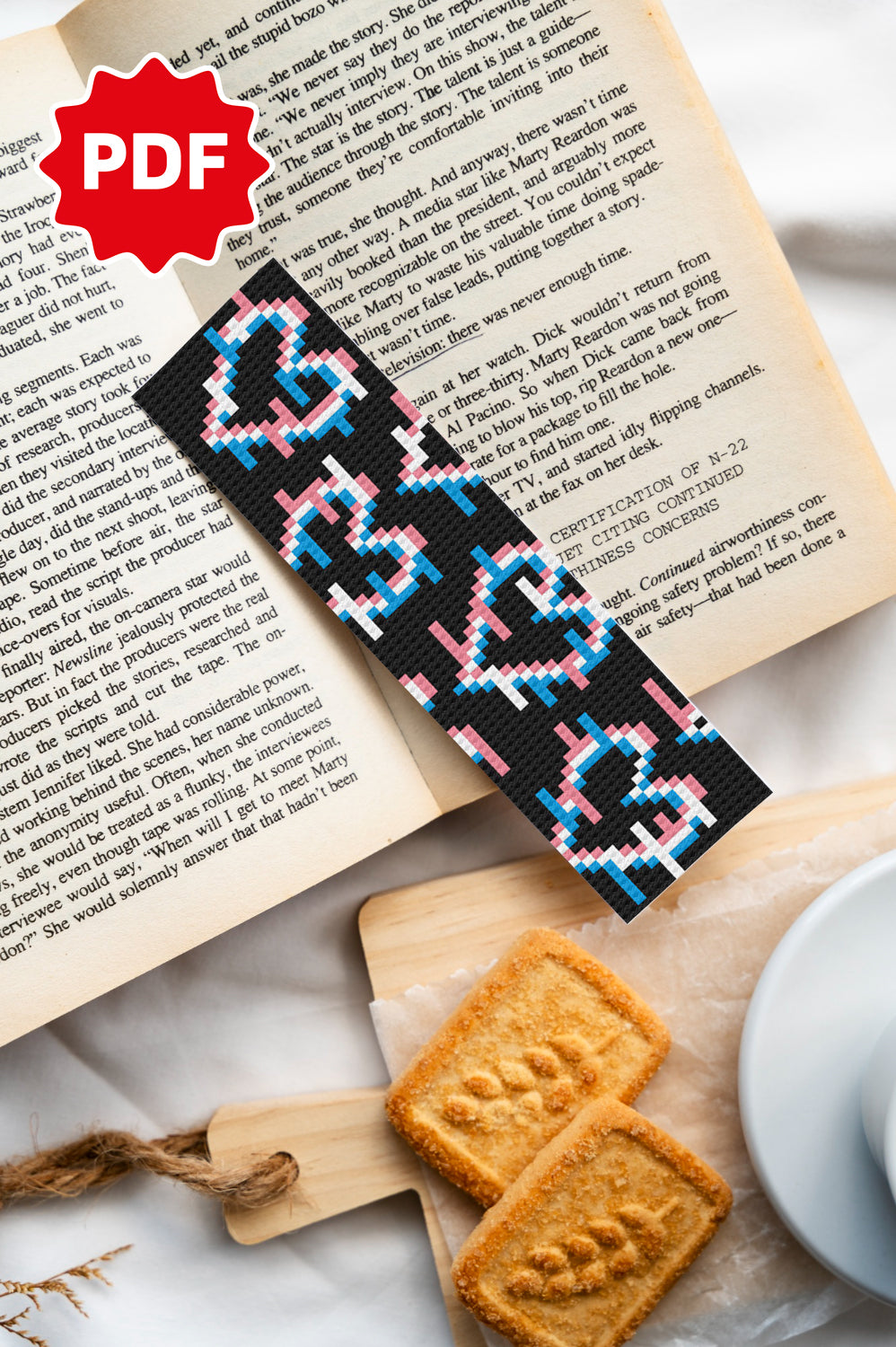 Digital Hearts BookMark Cross Stitch Pattern