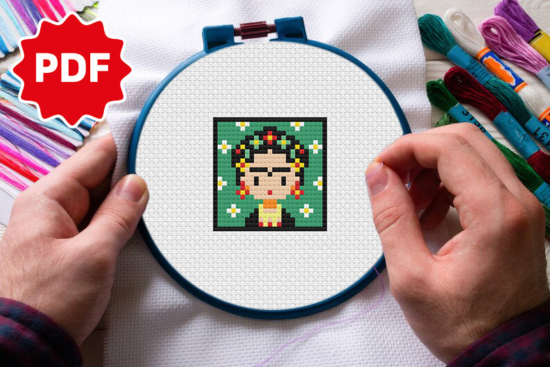 Small Frida Cross Stitch Pattern