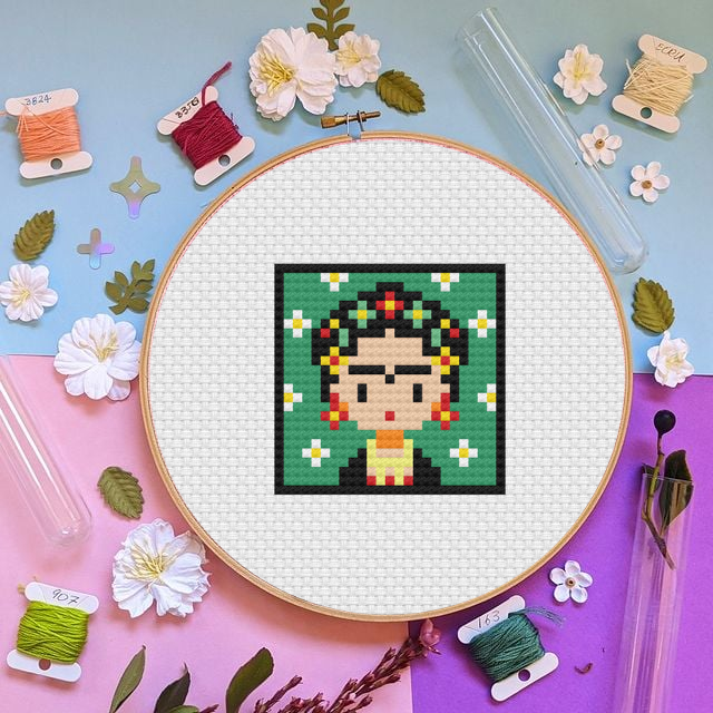 Frida Cross Stitch Pattern, Easy Beginner Cross Stitch