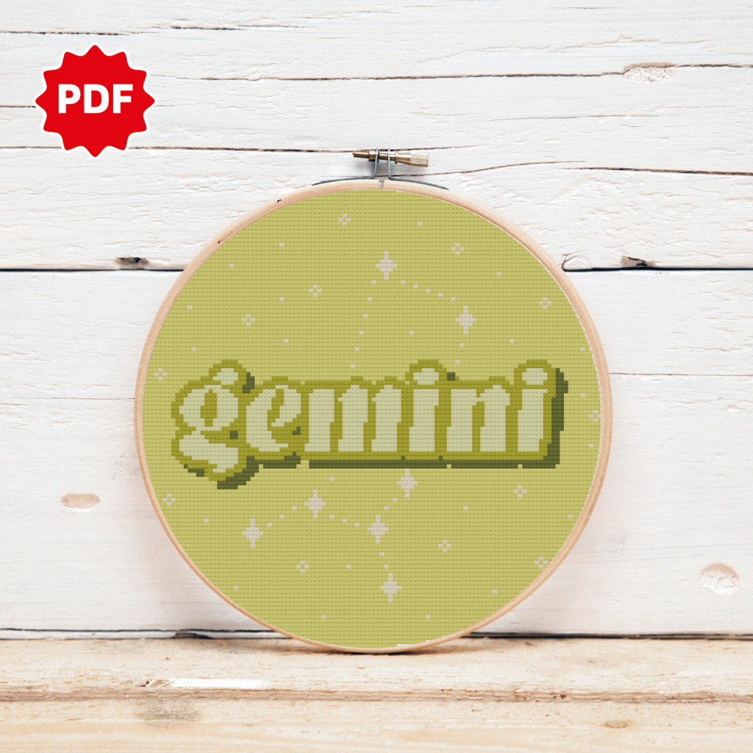 Zodiac Sign Cross Stitch Pattern, Gemini Cross Stitch Pattern