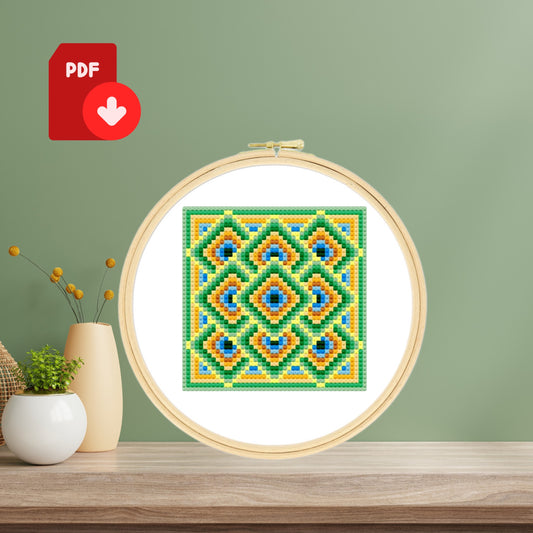 Geometric Mandala Cross Stitch Pattern