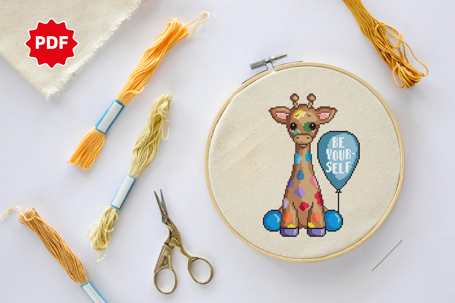 Colorful Giraffe Cross Stitch Pattern 