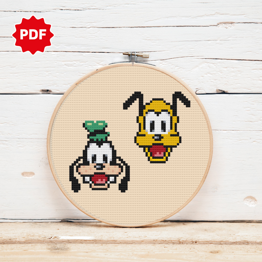 Goofy And Pluto Cross Stitch Pattern 