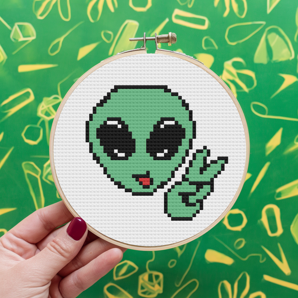 Green Alien Cross Stitch Pattern