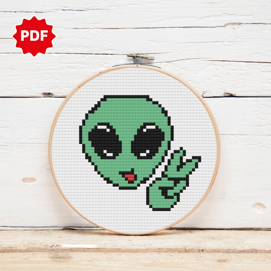 Funny Alien Cross Stitch Pattern