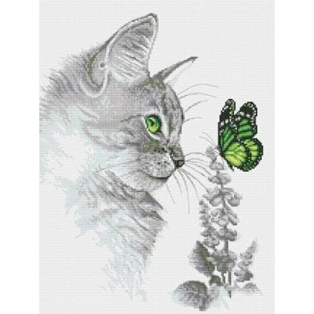 Green Eyes Butterfly Cross Stitch Kit