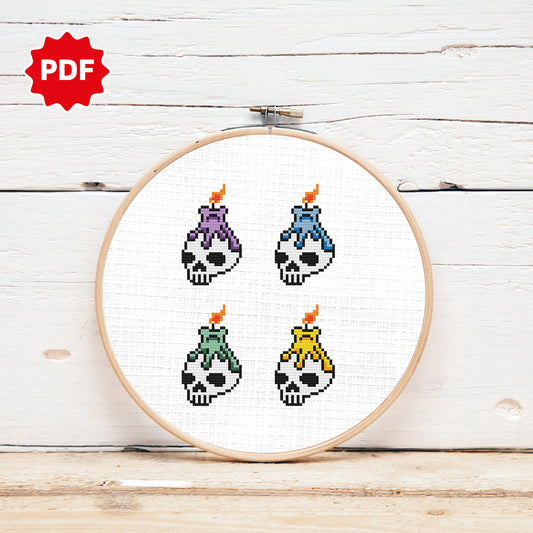 Halloween Skulls Cross Stitch Pattern 