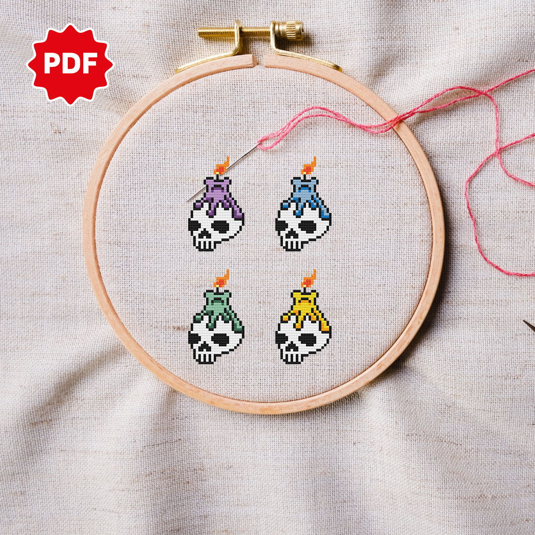 Skulls halloween Cross Stitch Pattern 
