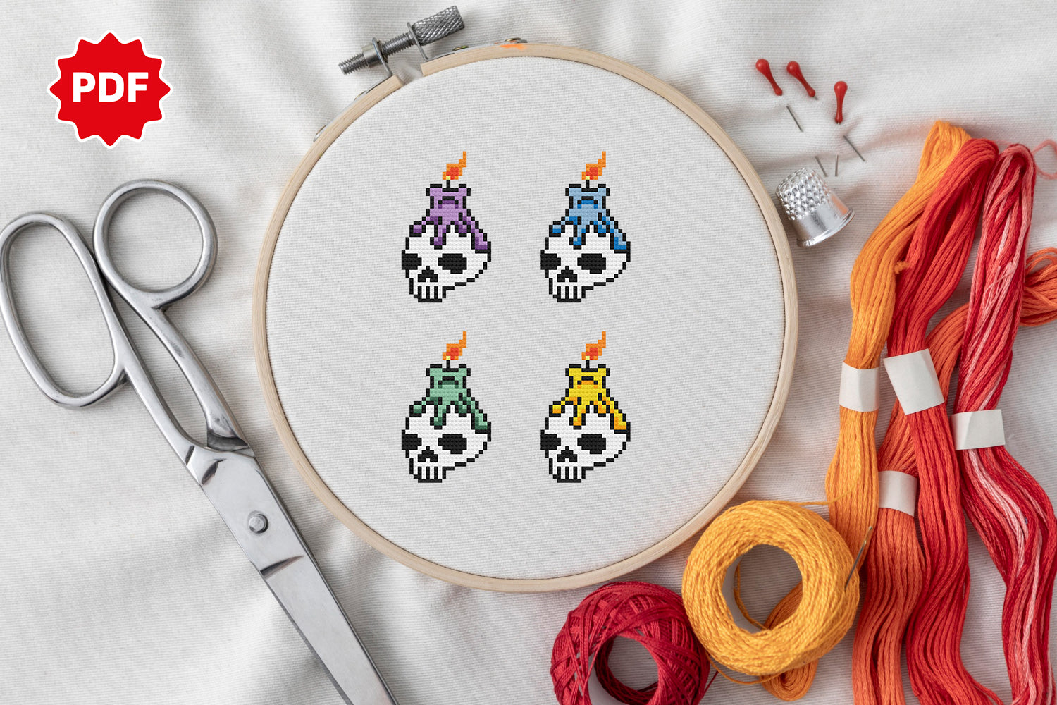 Halloween Skulls Cross Stitch