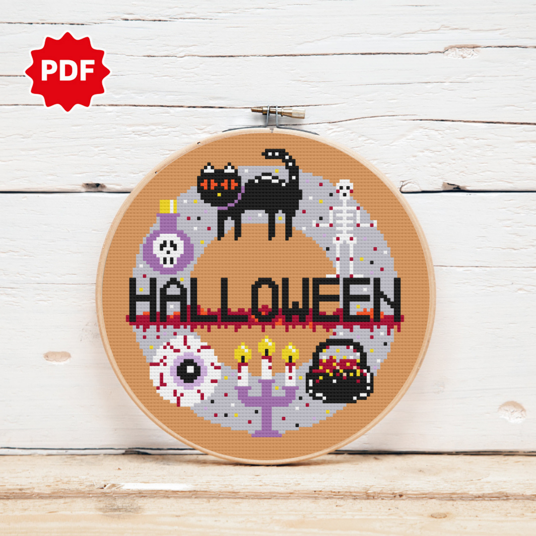 Spooky Cross Stitch Pattern, Halloween Cross Stitch Pattern