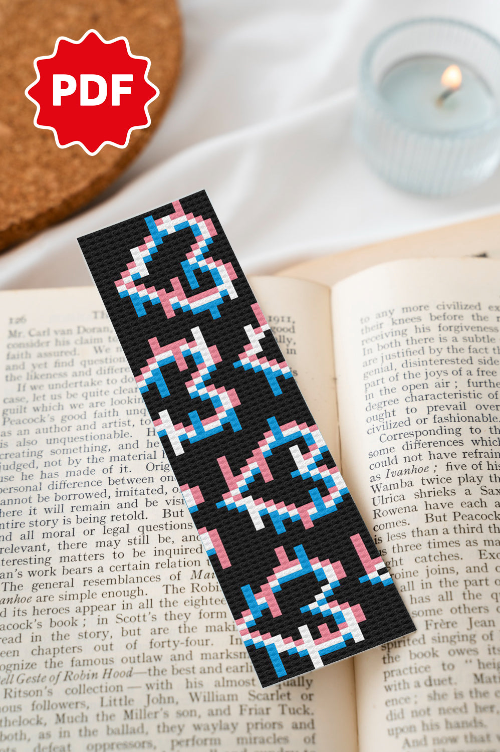 Electric Hearts BookMark Cross Stitch Pattern