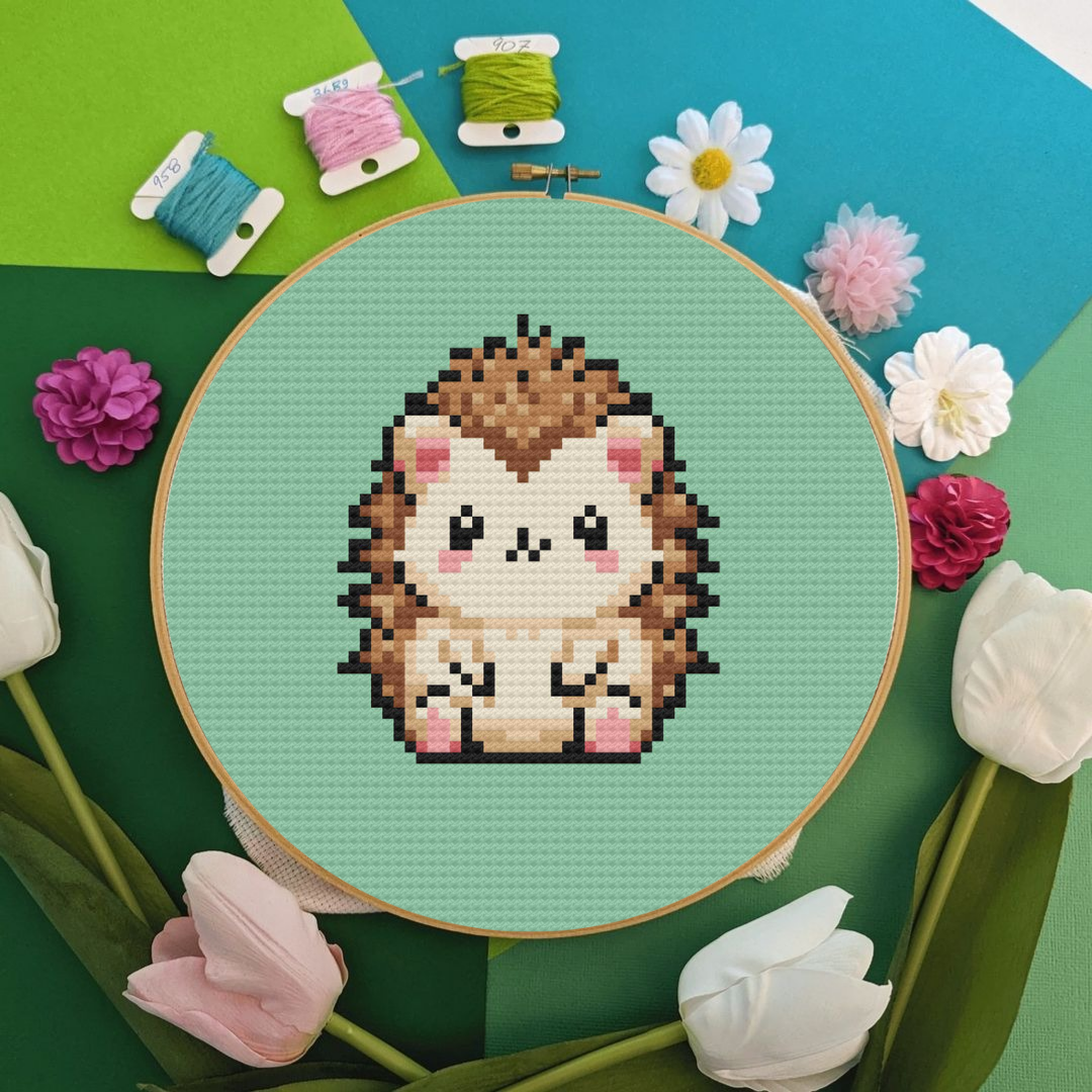 Hedgehog Cross Stitch Pattern, Cute Cross Stitch Pattern