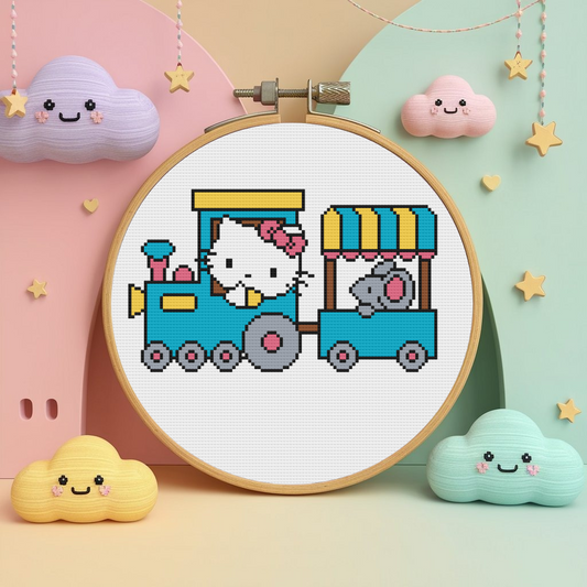 Hello Kitty Cross Stitch Pattern, Cute Cross Stitch Pattern