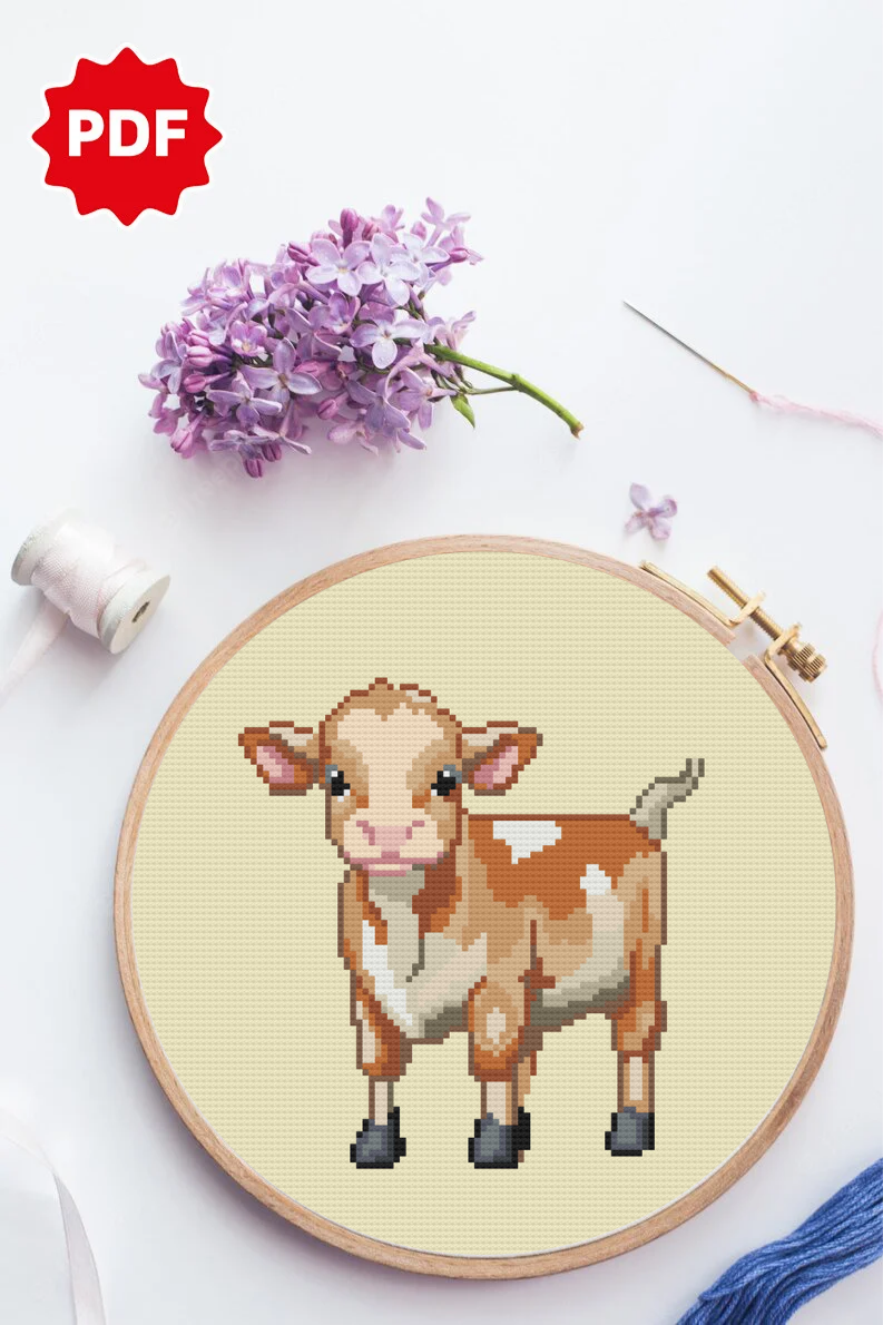 Highland Cow Cross Stitch Pattern