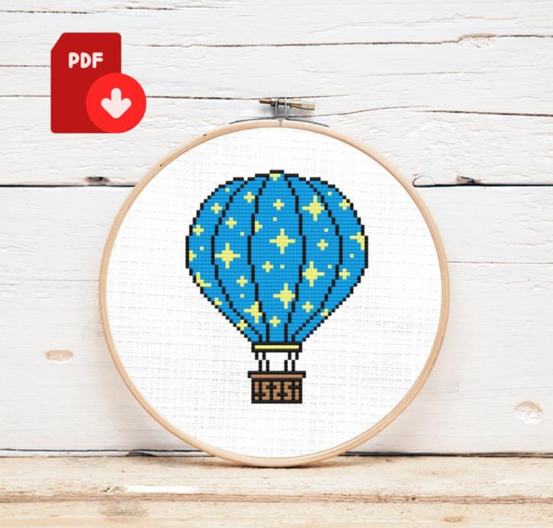 Hot Air Balloon Cross Stitch Pattern