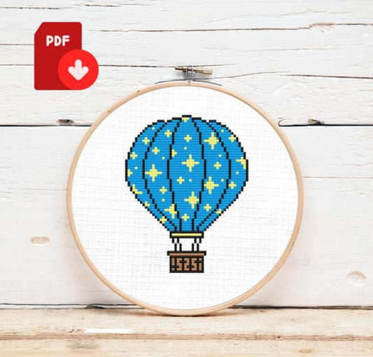 Hot Air Balloon Cross Stitch Pattern