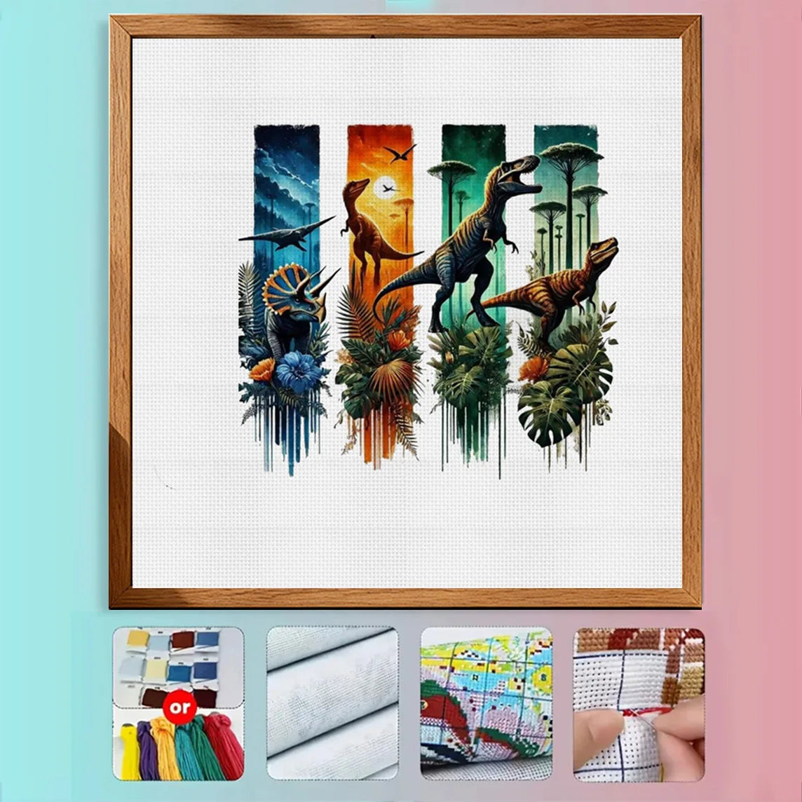 Jurassic Dinosaurs Cross Stitch Kit