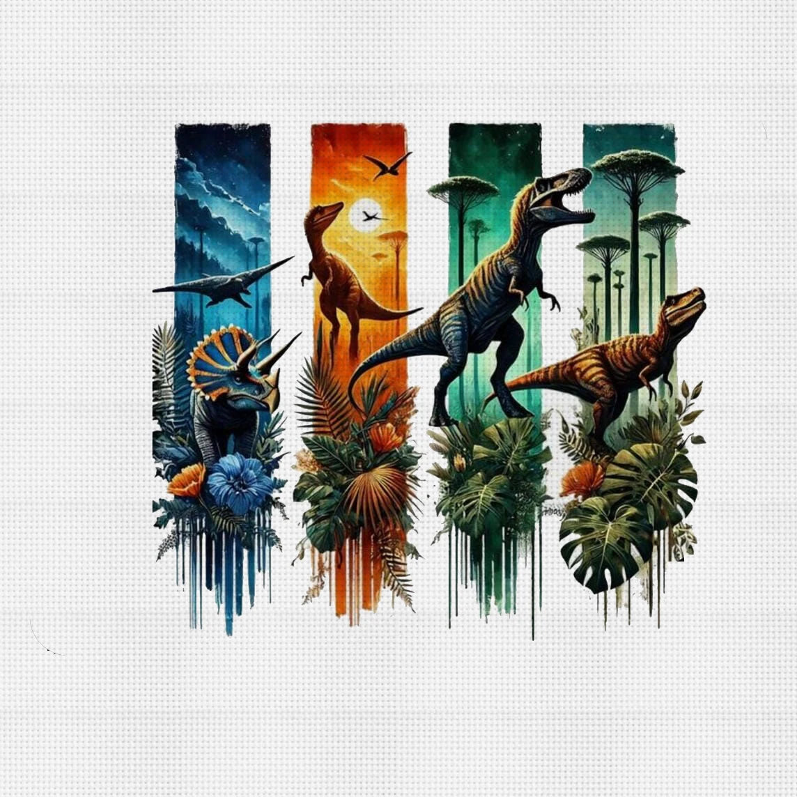 Jurassic Dinosaurs Cross Stitch Kit for Beginners