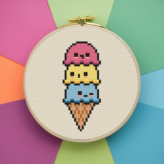 Ice Cream Cross Stitch Pattern, Kawaii Cross Stitch