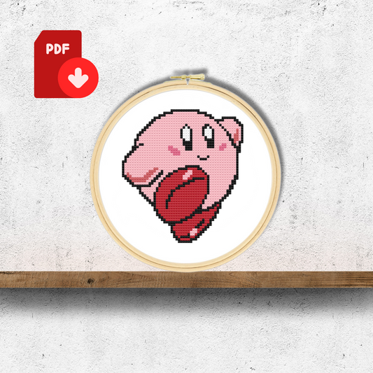 Kirby Counted Cross Stitch Pattern, Games Cross Stitch Pattern 