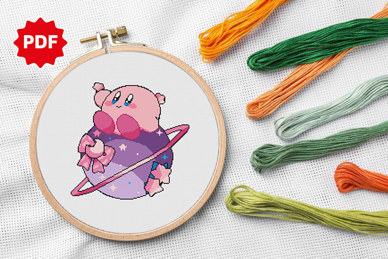 Cute Kirby Cross Stitch Pattern