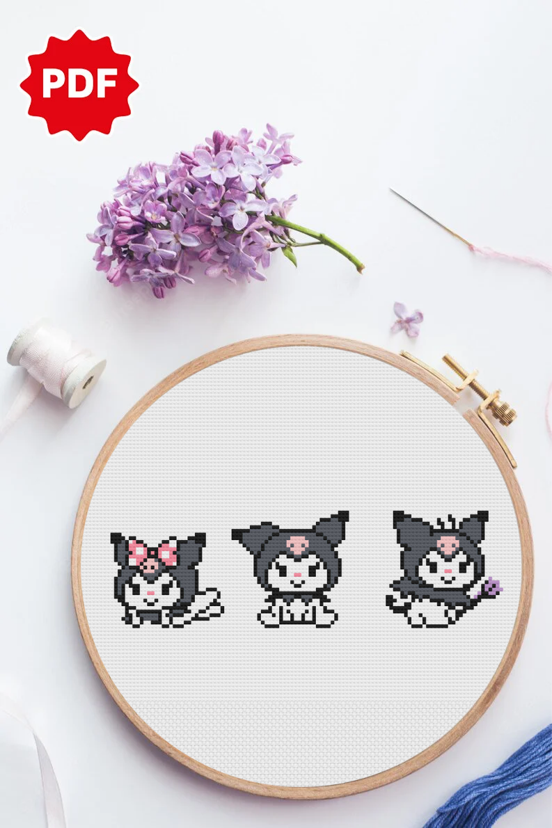 Kawaii Kuromi Cross Stitch Pattern