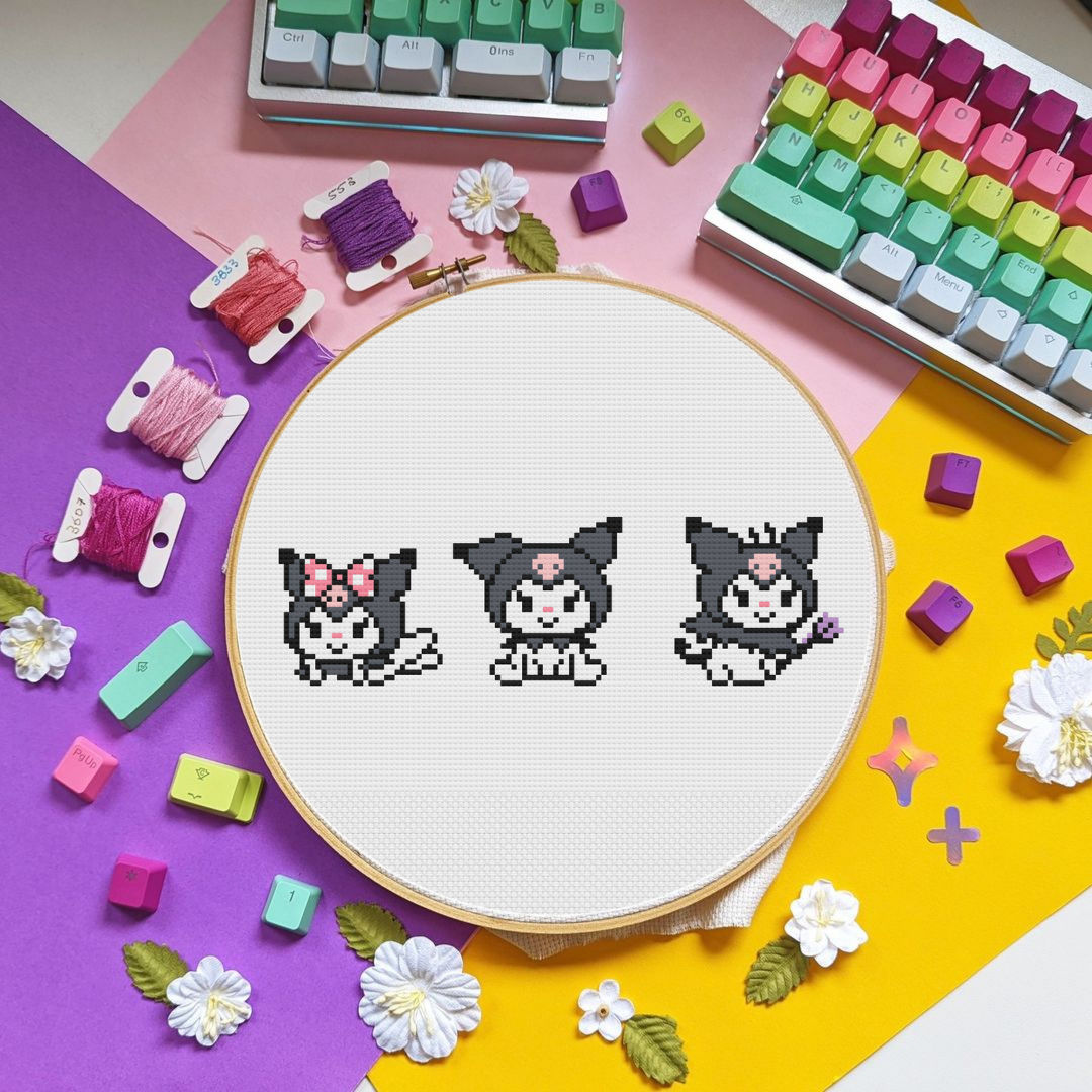 Cute Kuromi Kawaii Cross Stitch Pattern