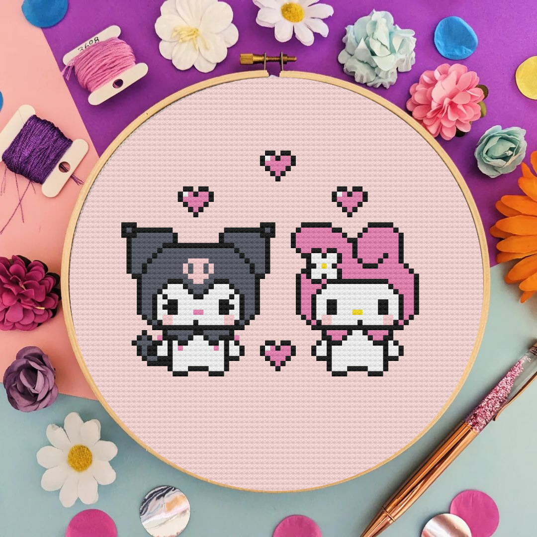 Kawaii Cross Stitch Pattern, Kuromi Cross Stitch Pattern, Cross Stitch For Beginners 