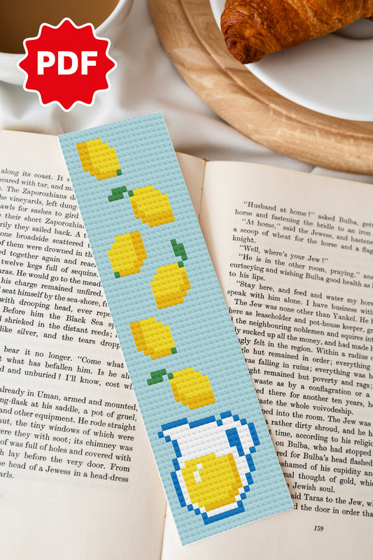 Lemon BookMark Cross Stitch Pattern, Bookmarks Cross Stitch Pattern