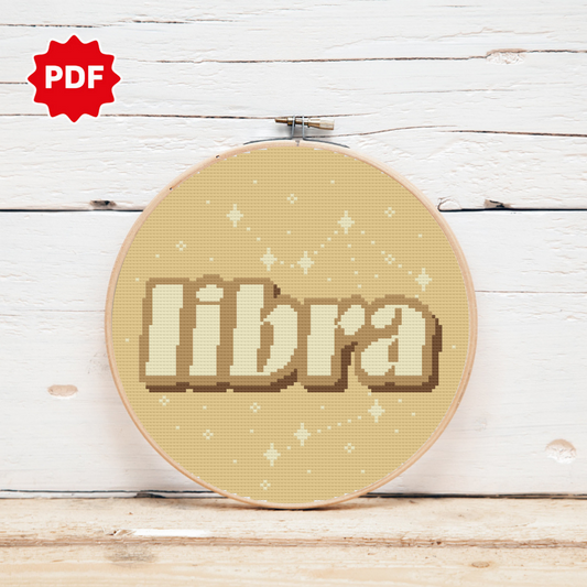 Libra Cross Stitch Pattern, Zodiac Cross Stitch