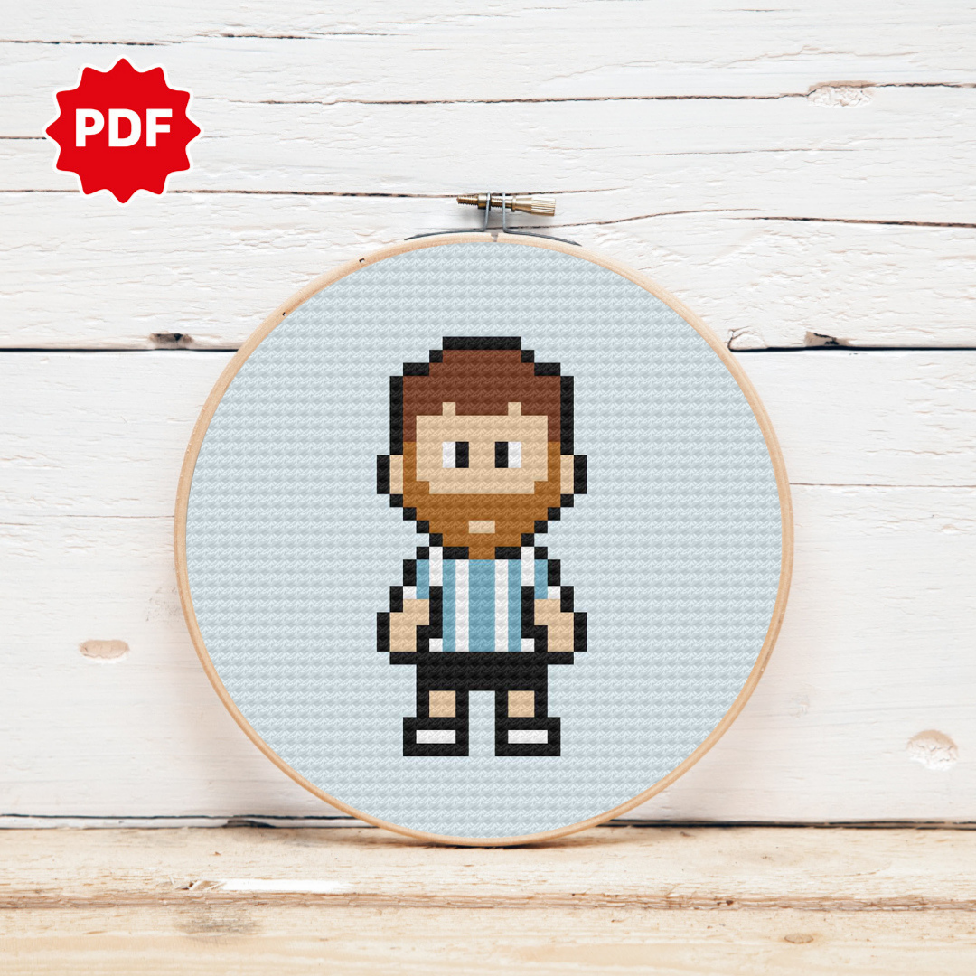 Messi Cross Stitch Pattern, Soccer Cross Stitch Pattern