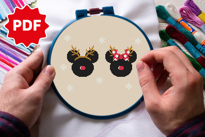 Minnie and mickey Counted Cross Stitch Pattern