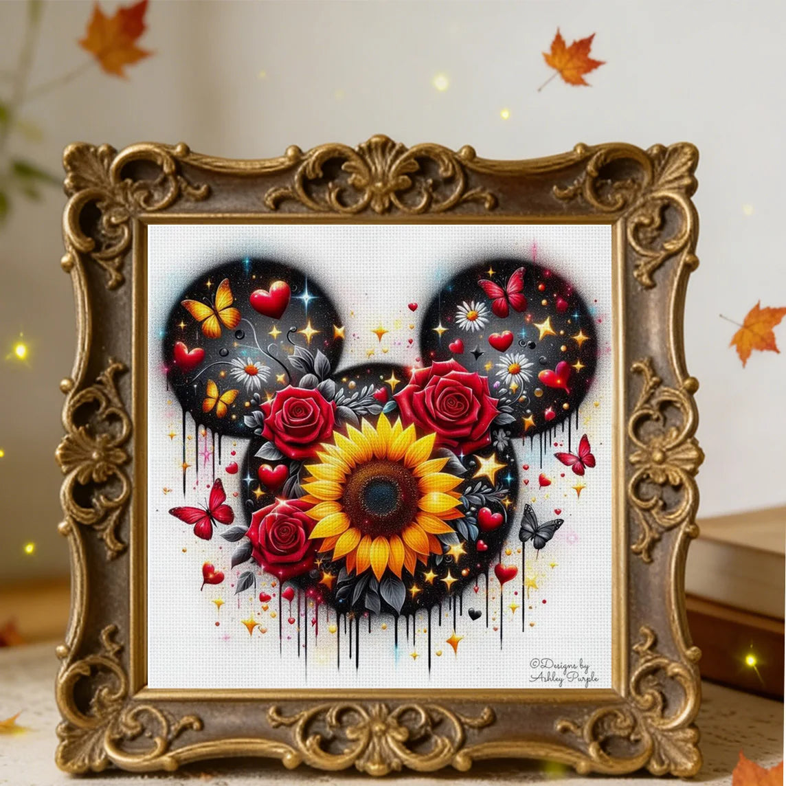 Mickey Mouse Flower Cross Stitch Kit