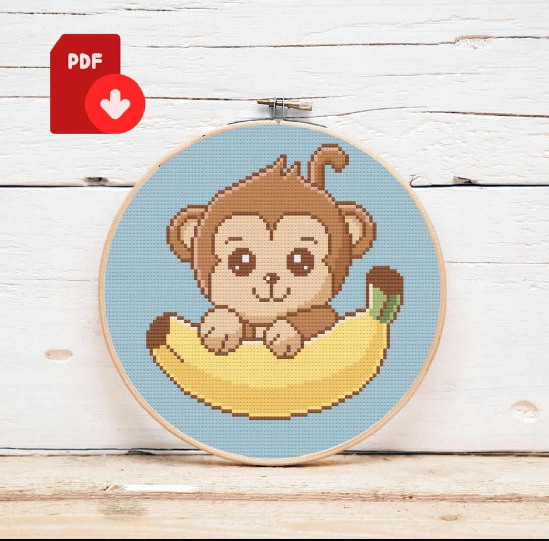 Monkey Cross Stitch Pattern 