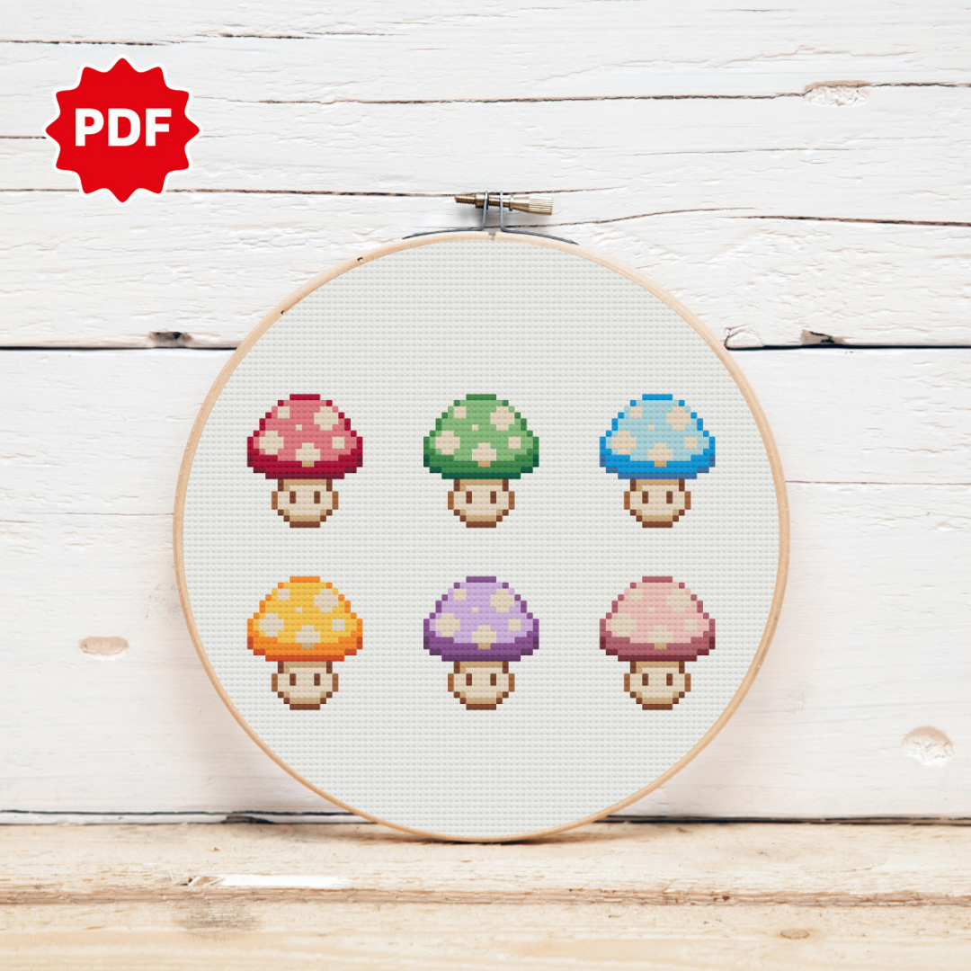 Fungi Cross Stitch Pattern, Mushrooms Cross Stitch Pattern