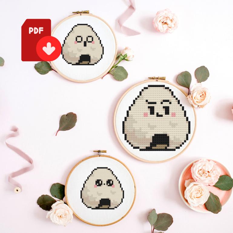 Onigiri Counted Cross Stitch Pattern