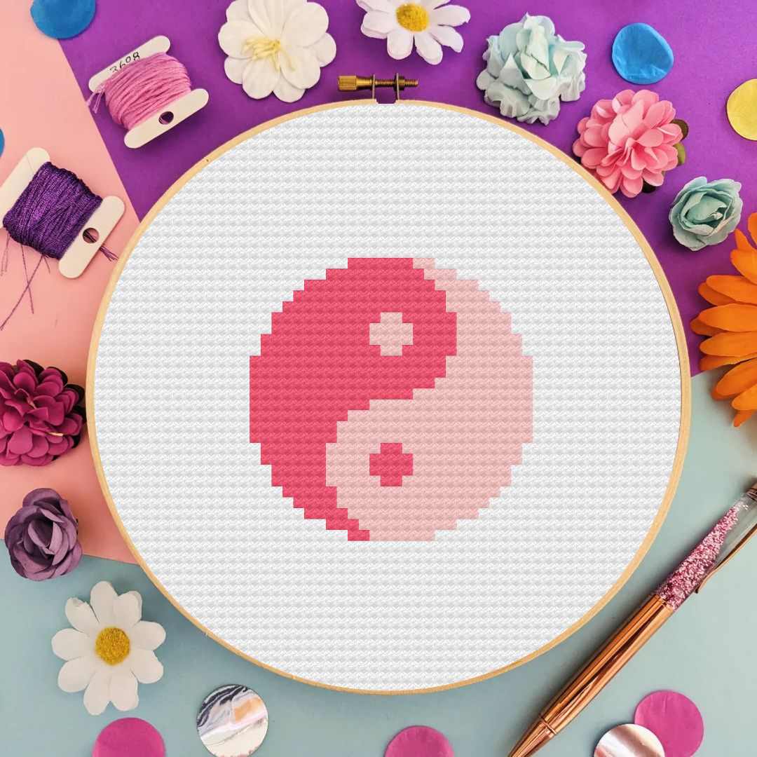 Pink Yin And Yang Cross Stitch Pattern