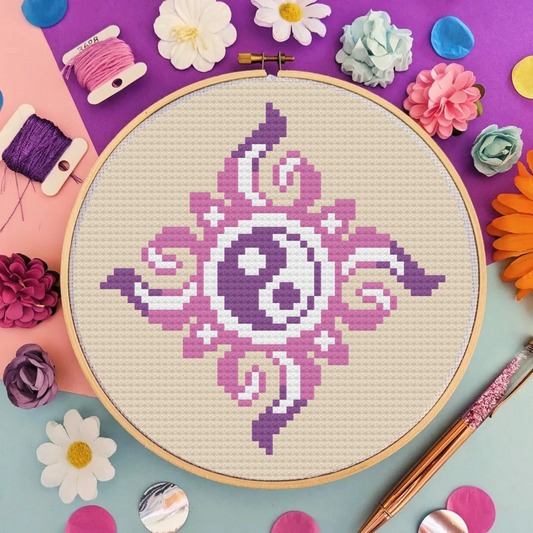 Yin yang Cross Stitch Pattern, Mandala Cross Stitch Pattern 